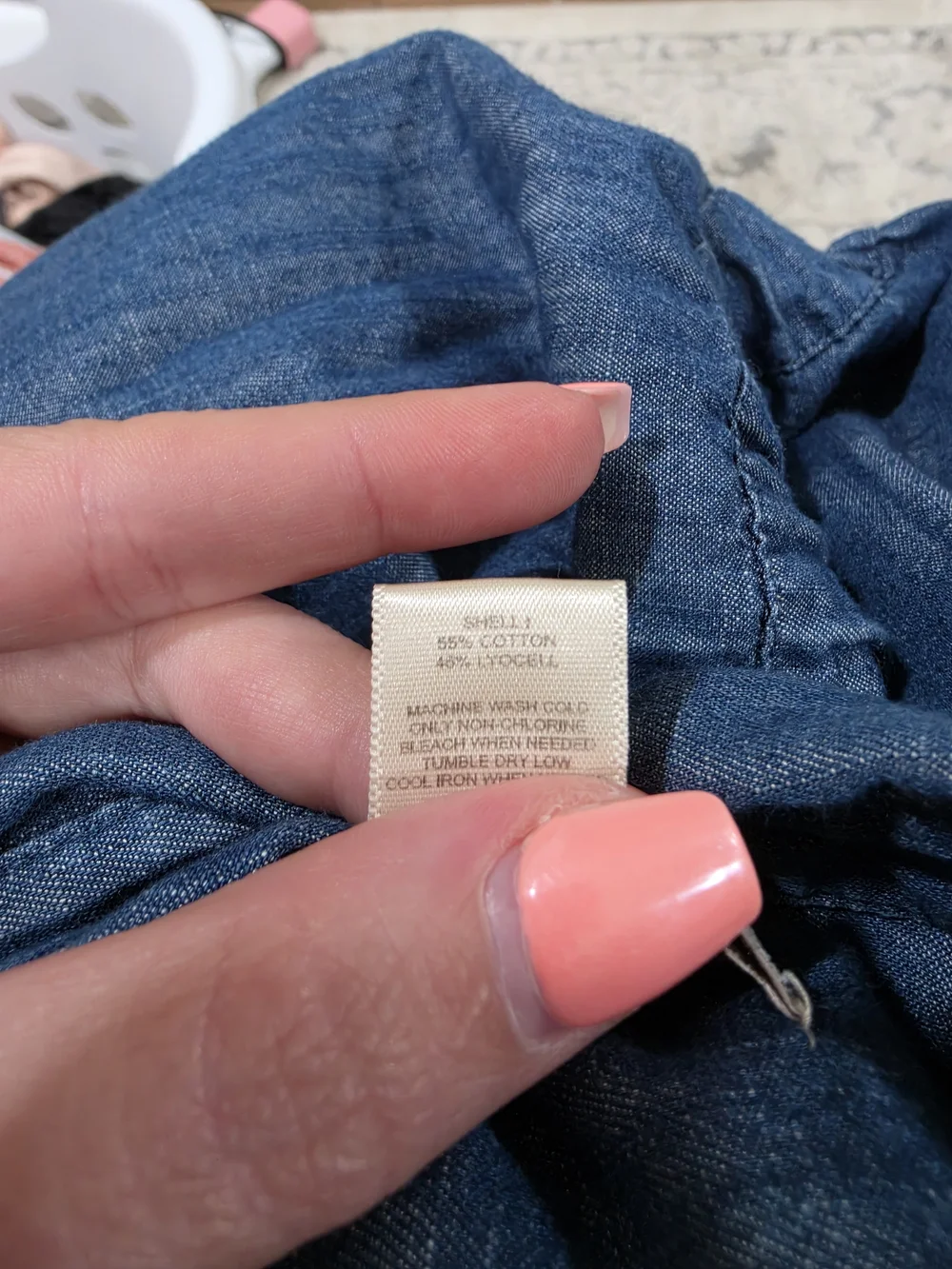 LOFT Outlet Casual Denim Button-Front Dress in Blue - Picture 4 of 4